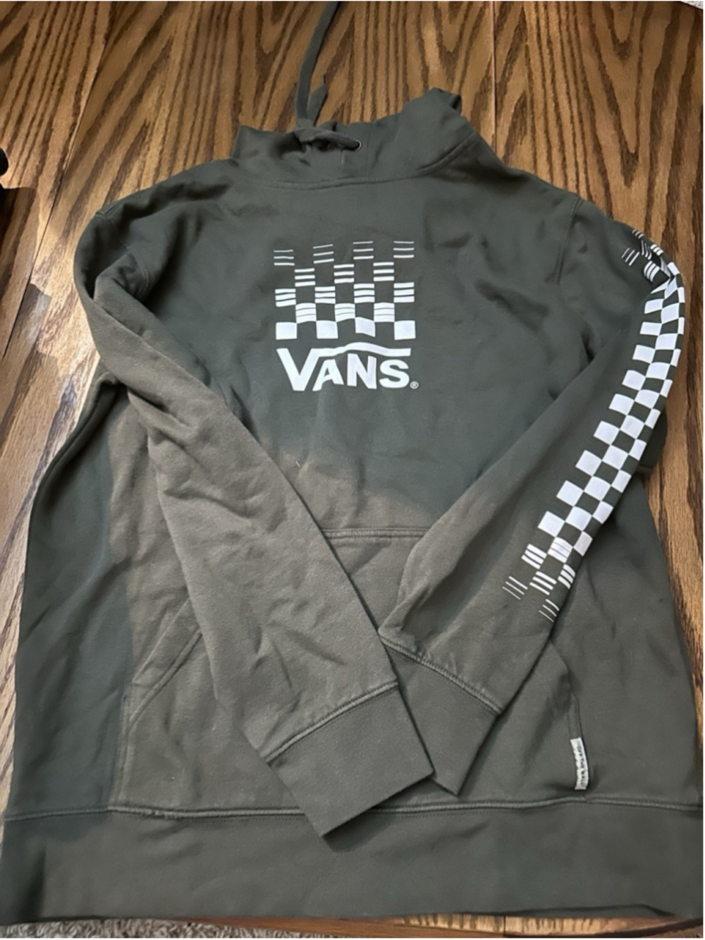 VANS Men's Green Graphic Print Pullover Hooded Fleece Hoodie w/ Pockets Size M